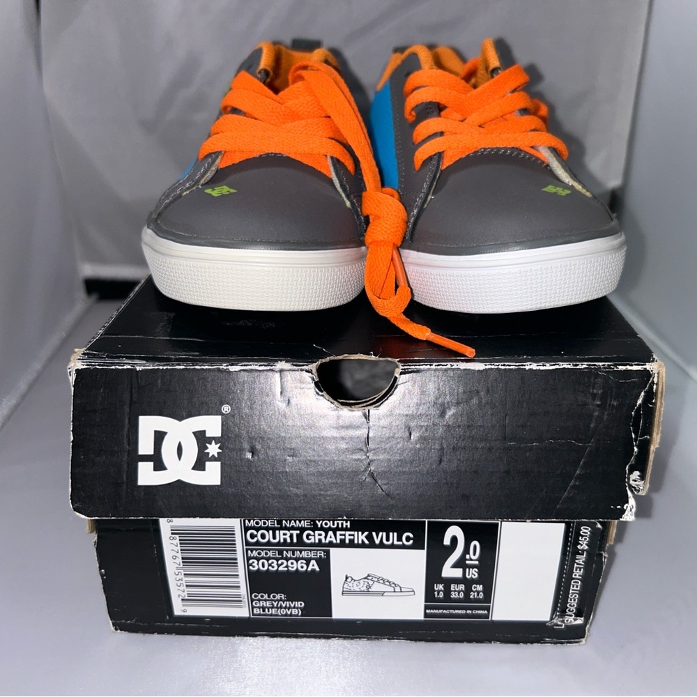 DC Gray and Orange Skate Sneakers